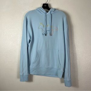 MAISON KITSUNÉ RAINBOW FOX EMBROIDERED HOODY SMALL Baby Blue Light Blue Pullover